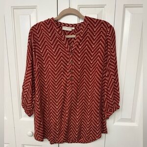 UTSA Red and White Chevron Blouse says XL, but it's a US size 2X